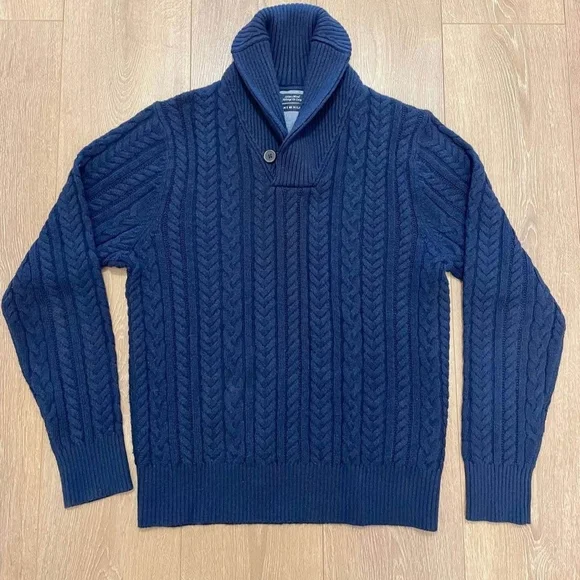 Tommy Hilfiger Men's Navy Cable Knit Sweater - Picture 1 of 6